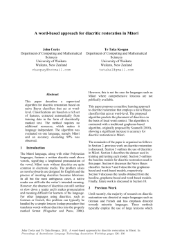 A word-based approach for diacritic restoration in Māori