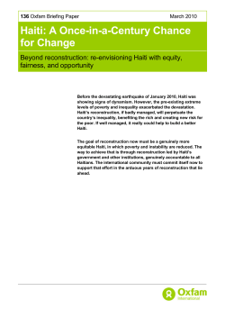 Haiti: A Once-in-a-Century Chance for Change