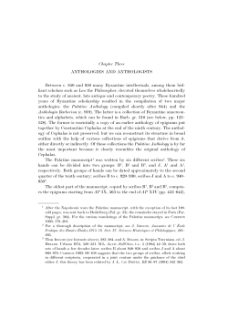 Chapter Three ANTHOLOGIES AND ANTHOLOGISTS Between c