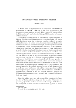 INTERVIEW WITH SAHARON SHELAH