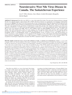 Neuroinvasive West Nile Virus Disease in Canada. The