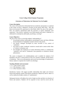 Literatures of Modernism ECOSS Course Description Final