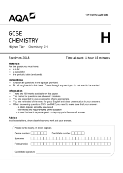 GCSE Chemistry Specimen question paper Paper 2