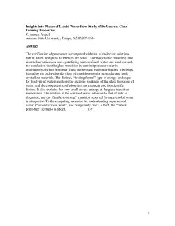 1 Insights into Phases of Liquid Water from Study of Its Unusual Glass