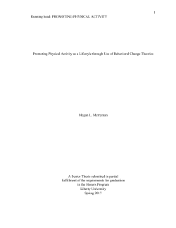 Promoting Physical Activity as a Lifestyle through Use of Behavioral
