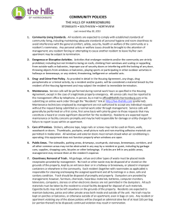 community policies - The Hills of Harrisonburg