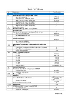 Page 1 of 15 Standard Tariff of Charges SN Particulars Fees