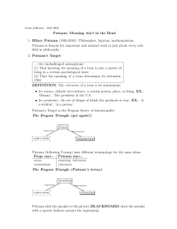 Putnam: Meaning Ain`t in the Head 1. Hilary Putnam (1926