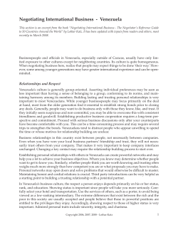 Negotiating International Business - Venezuela