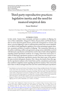 Third-party reproductive practices: legislative inertia and the need