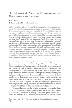 The Subversion of Plato`s Quasi-Phenomenology and