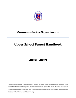 Commandant`s Department Upper School Parent Handbook 2013