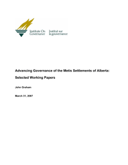 Advancing Governance of the Metis Settlements of Alberta: Selected