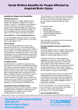 Social Welfare Benefits for People Affected by