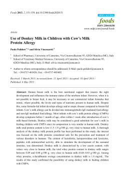 Use of Donkey Milk in Children with Cow`s Milk Protein Allergy