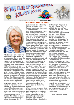 president annie`s diary - Rotary Club of Camberwell