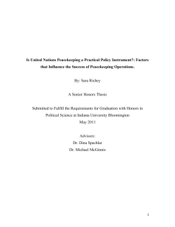 Factors that Influence the Success of Peacekeeping Operations. By