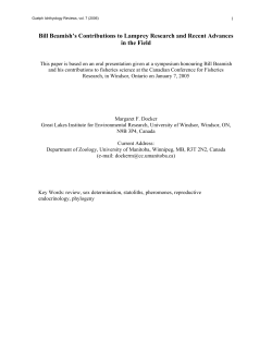 Bill Beamish`s Contributions to Lamprey Research and Recent