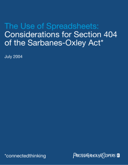 The Use of Spreadsheets: Considerations for Section 404