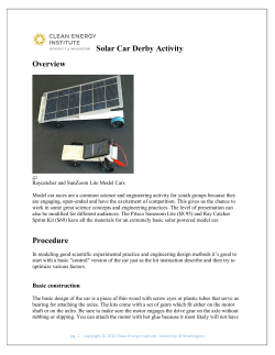 Solar Car Derby Activity Overview Procedure