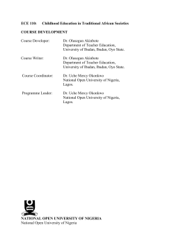 ECE 110: Childhood Education in Traditional African Societies