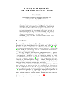 A Timing Attack against RSA with the Chinese Remainder Theorem