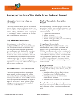 Summary of the Second Step Middle School Review of Research