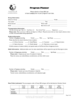 Pre-Trip Questionnaire for Teachers