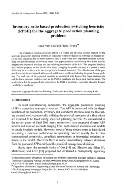 Inventory ratio based production switching heuristic (RPSH) for the