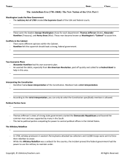 02 NOTES The Antebellum Era The New Nation of the USA Part 1
