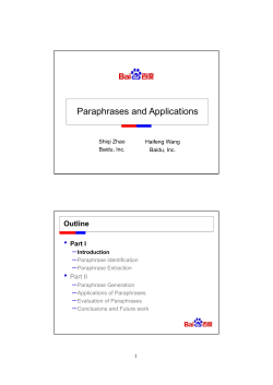 Paraphrases and Applications - Association for Computational