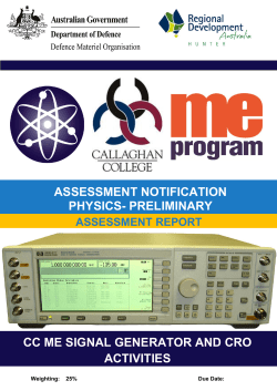 CC ME Signal Generator and CRO Activities
