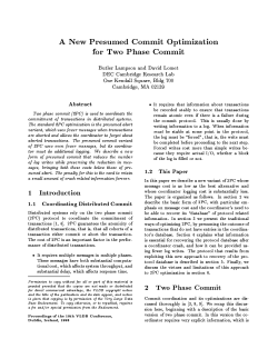 New Presumed Commit Optimization for Two Phase Commit Butler