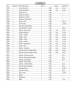 Item Quantity Description Price Price Gross Pack Size G170 Tuna