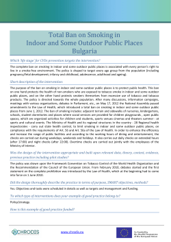 Total Ban on Smoking in Indoor and Some Outdoor Public Places