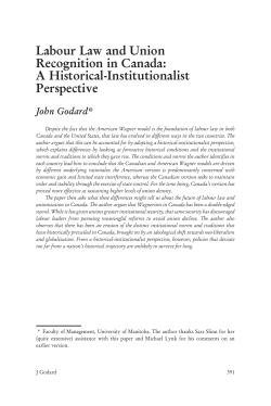 Labour Law and Union Recognition in Canada: A Historical
