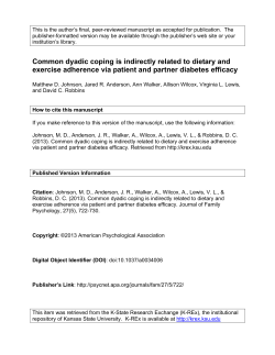 Common dyadic coping is indirectly related to dietary