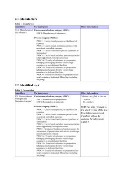 2.1. Manufacture 2.2. Identified uses