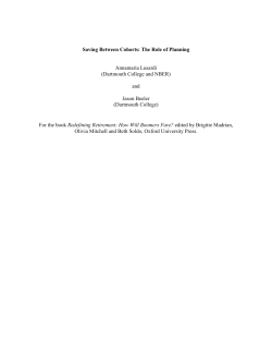 Saving Between Cohorts