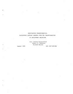 NEGOTIATING TRANSFORMATION: BARGAINING LESSONS