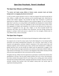 Parent Handbook - Open Door Preschools