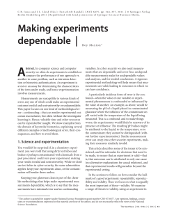 Making experiments dependable - Carnegie Mellon School of