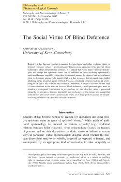 The Social Virtue Of Blind Deference