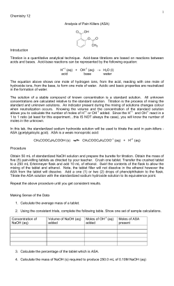 Analysis of Pain Killers (ASA)