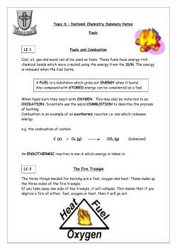 Topic 6 – National Chemistry Summary Notes Fuels Fuels and