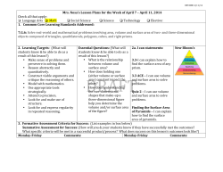 Mrs. Nosa`s Lesson Plans for the Week of April 7 &ndash; April 11, 2014 C