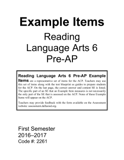 Reading LA 6 Pre-AP