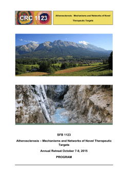Atherosclerosis &ndash; Me Ann S echanism ual Retre P SFB 1123 ms and