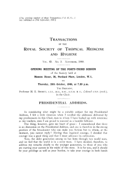 Presidential address: Tropical medicine as a career