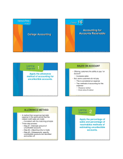 Accounting for Accounts Receivable Accounting for Accounts